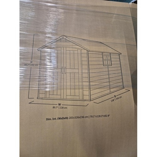 194 - BOXED KETER PREMIER 7.5X11 SHED 252CM HIGH X 228 WIDE AND 350CM DEEP - N