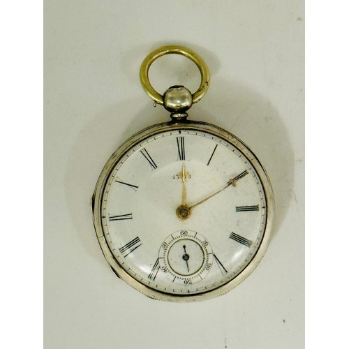 453A - A SILVER OPEN FACED POCKET WATCH H/M CHESTER 1858 TOGETHER WITH A SILVER AC & CO POCKET WATCH MARKED... 