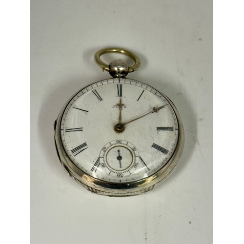 453A - A SILVER OPEN FACED POCKET WATCH H/M CHESTER 1858 TOGETHER WITH A SILVER AC & CO POCKET WATCH MARKED... 