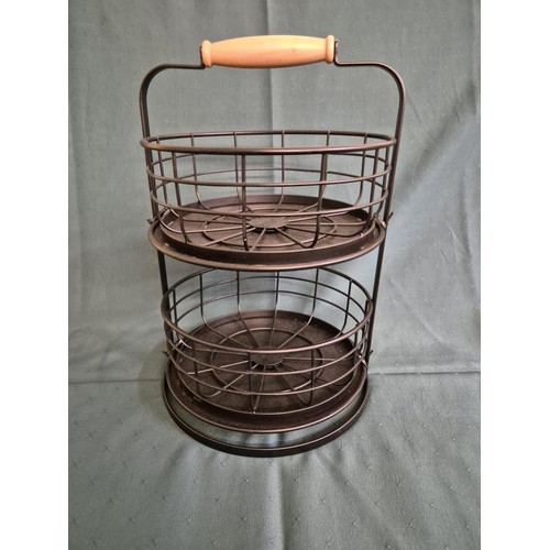 105 - 2 TIER METAL FRUIT/BREAD BASKET