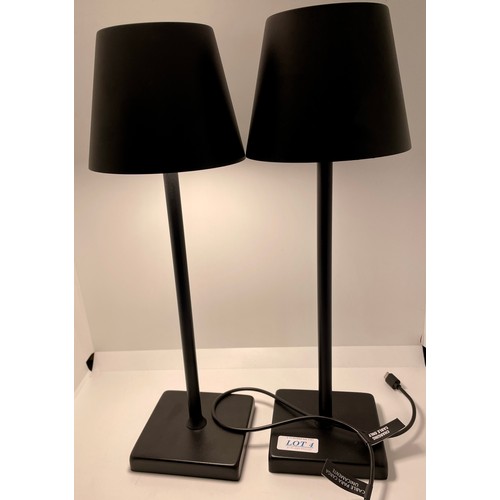 27 - SET OF X2 MIKASA HOME ACCENTS TOUCH CONTROL RECHARGABLE LED LAMPS - MATT BLACK