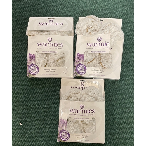 44 - X3 PAIRS OF WARMIES MICROWAVABLE LAVENDER SCENTED BOOTS