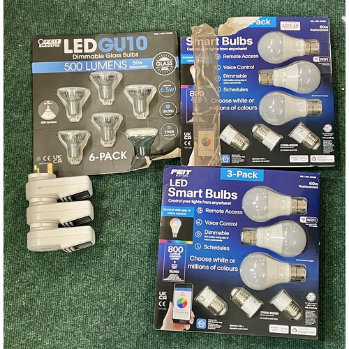 46 - QTY OF VARIOUS FEIT ELECRTIC BULBS, INCL DIMMABLE GLASS BULBS AND SMART BULBS TOGETHER WITH X3 ORIDG... 