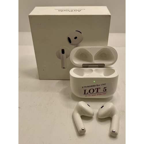 5 - BOXED APPLE AIRPODS 4TH GEN IN WIRELESS CHARGING CASE