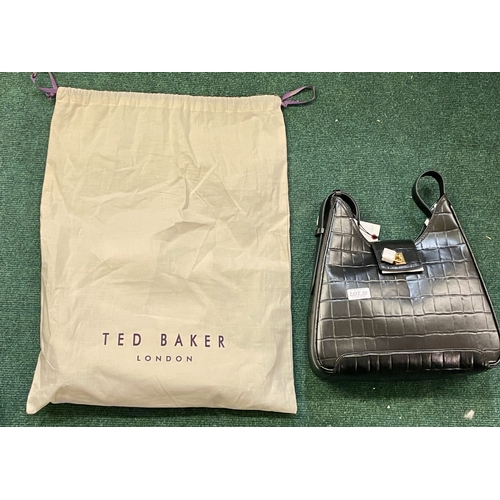 50 - TED BAKER PADLOCK SHOULDER BAG IN JET BLACK WITH DUST COVER BAG - MODEL WXB-CHELSE