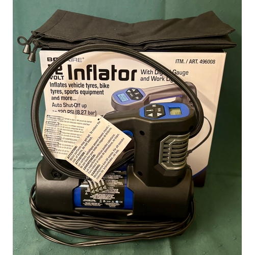 181 - BOXED BONAIRE 12V TYRE INFLATOR WITH DIGITAL GAUGE AND WORKLIGHT - WITH CARRY BAG