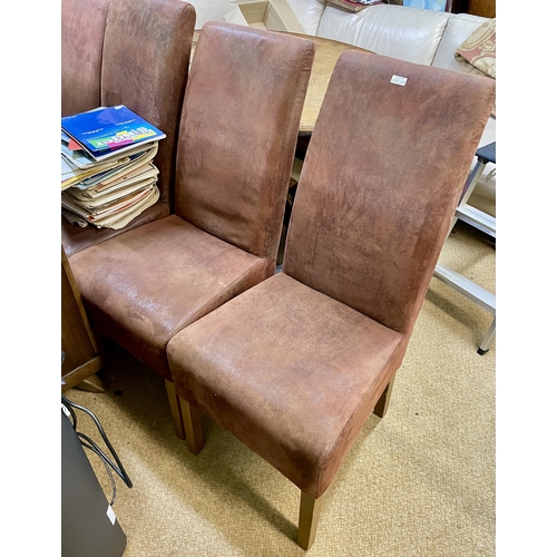 246 - SET OF X6 FAUX LEATHER HIGH BACK DINING CHAIRS - EACH APPROX 48CM HIGH TO SEAT, 105CM TO BACK