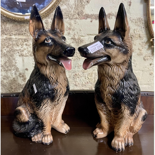 357 - A PAIR OF CERAMIC ALSATIAN DOG FIGURES H:36CMS