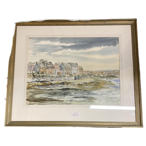 366 - FRAMED WATERCOLOUR OF A SCOTTISH COASTAL VILLAGE, SIGNED J HOGG