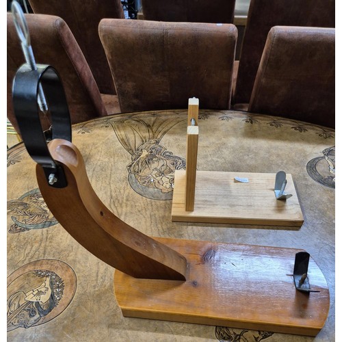 395 - AN IBERICO HAM STAND TOGETHER WITH M AND S SMALL HAM STAND