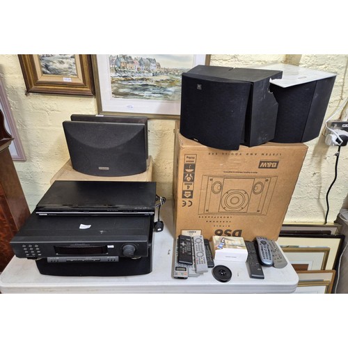396 - BOXED PAIR OF MISSION M3DS LOUDSPEAKERS TOGETHER WITH A BOXED B AND W DS6 SURROUND LOUDSPEAKER, ONE ... 