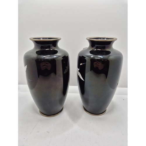 278 - A PAIR OF LOVELY EARLY 20TH C. JAPANESE Cloisonné VASES -EACH H:18CMS