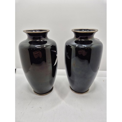 278 - A PAIR OF LOVELY EARLY 20TH C. JAPANESE Cloisonné VASES -EACH H:18CMS