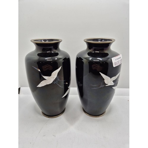 278 - A PAIR OF LOVELY EARLY 20TH C. JAPANESE Cloisonné VASES -EACH H:18CMS