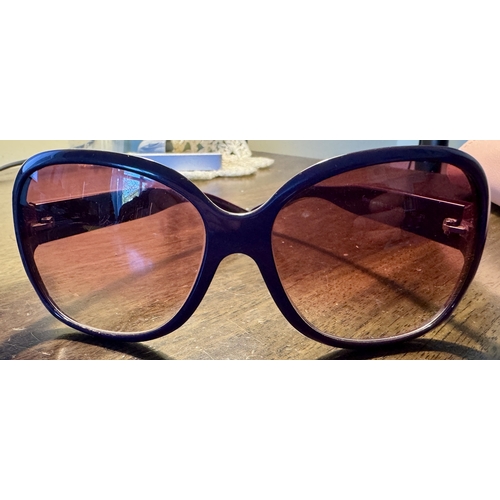 411 - PRADA SUNGLASSES -MOD: SPR04M ZXS-4V1 IN BURGUNDAY WITH METAL DOT DESING TO ARMS -GENERIC CASE