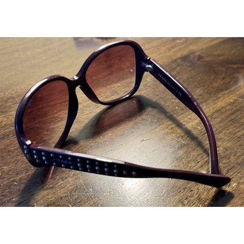 411 - PRADA SUNGLASSES -MOD: SPR04M ZXS-4V1 IN BURGUNDAY WITH METAL DOT DESING TO ARMS -GENERIC CASE