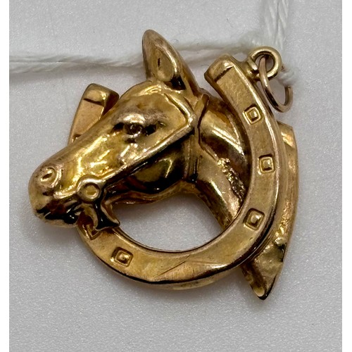 9ct Yellow Gold Horse Pendant Charm – Dangle Style, Unbranded Traditional Design