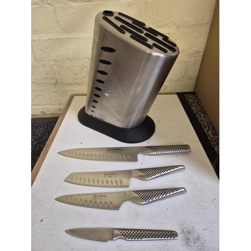 71 - GLOBAL 5 PIECE KNIFE BLOCK SET - 4 KNIFES AND BLOCK -MODEL: KOMIN YAMADA