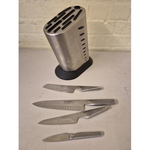 72 - GLOBAL 5 PIECE KNIFE BLOCK SET - 4 KNIFES AND BLOCK -MODEL: KOMIN YAMADA