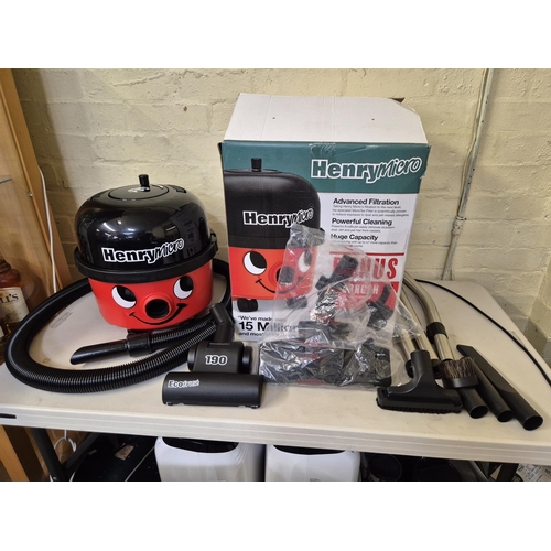 107 - BOXED HENRY MICRO HVR300M VACUUM CLEANER WITH 2 X HEADS AND ACCESSORIES