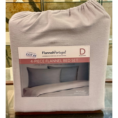 71 - FLANNEL OF PORTUGAL 4 PIECE DOUBLE BED SET - DUVET COVER, FITTED SHEET AND 2 PILLOW CASES - GREY