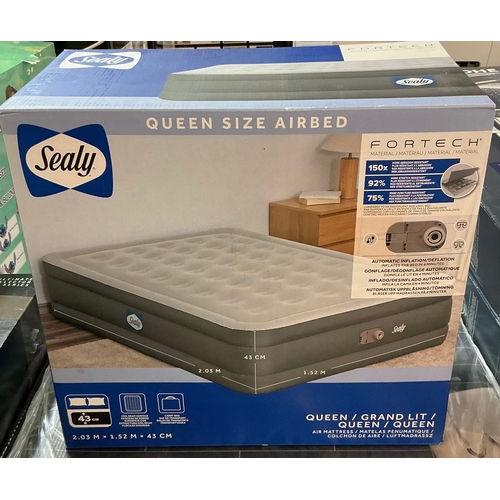 81 - BOXED SEALY QUEEN SIZE INFLATABLE MATTRESS WITH BUILT IN PUMP