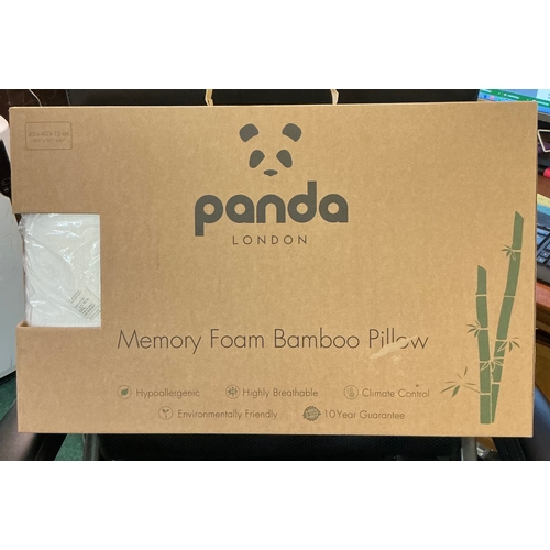 83 - BOXED PANDA MEMORY FOAM BAMBOO PILLOW