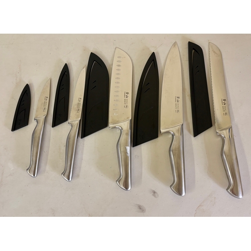 106 - SET OF 5 CANGSHAN KITCHEN KNIVES IN STAINLESS STEEL WITH SHEATHES