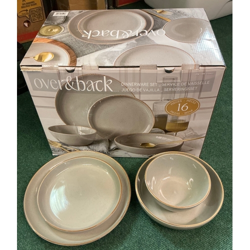 111 - BOXED 16 PIECE OVER AND BACK STONEWARE STYLE DINNERWARE SET - 4 LARGE PLATES/4 SIDE PLATES/4 PASTA B... 