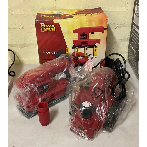 BOXED POWER DEVIL ORBITAL SANDER AND ELECTRIC PLANER TWIN SET