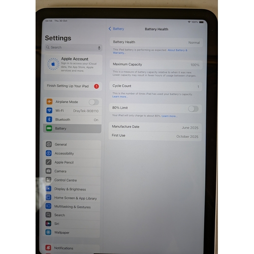 10 - BOXED APPLE IPAD A16 (11TH GEN) 128GB WITH CHARGING CABLE IN SILVER S/N XT7GJJ7M54 - NOT LINKED TO A... 