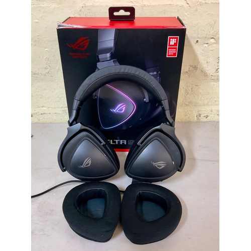 23 - BOXED REPUBLICAN OF GAMERS ROG DELTA S GAMING HEADSET - MISSING MICROPHONE