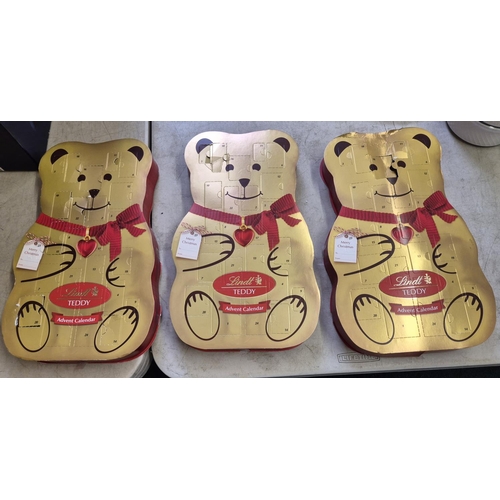 30 - SET OF THREE LINDT TEDDY BEAR ADVENT CALENDARS - ALL COMPLETE BUT SOME DOORS BEEN OPENED