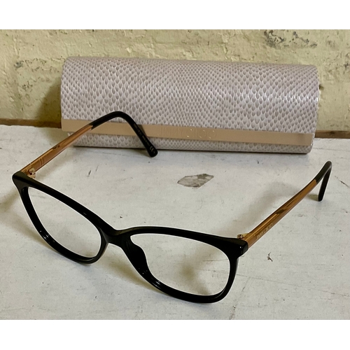 48 - JIMMY CHOO SPECTACLE FRAMES IN BLACK WITH GOLD COLOURED ARMS WITH CASE JC343