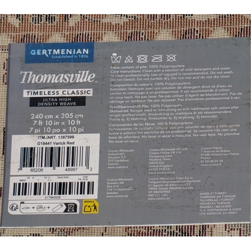 55 - GERTMENIAN THOMASVILLE TIMELESS CLASSIC ULTRA DENSITY HIGH WEAVE RUG IN RED 240CM X 305CM