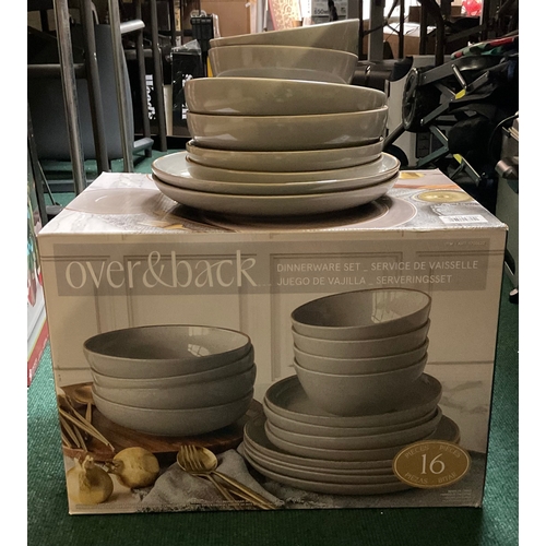 142 - BOXED 16 PIECE OVER AND BACK STONEWARE DINNERWARE SET - 4 LARGE PLATES/4 SIDE PLATES/4 PASTA BOWLS/4... 