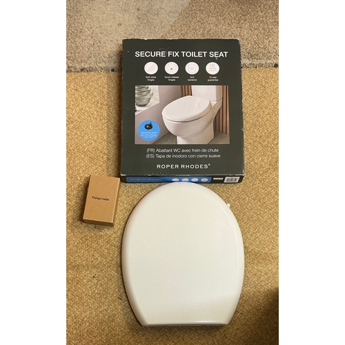 155 - BOXED ROPER RHODES SECURE FIX TOILET SEAT WITH FITTINGS