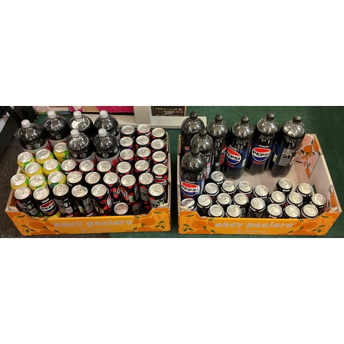 161 - 2 BOXES OF MIXED DRINKS INCLUDING LARGE BOTTLE PEPSI MAX AND DIET COKE, PEPSI MAX CANS, 7 UP PEAR ET... 