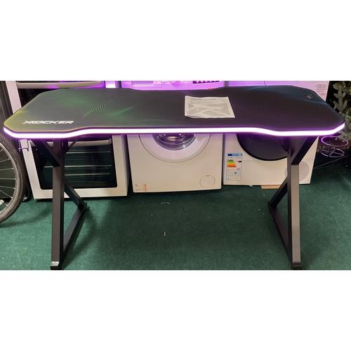 X ROCKER PULSAR MAX RGB DESK WITH LED LIGHTS, HEADPHONE AND CUP HOLDERS ...