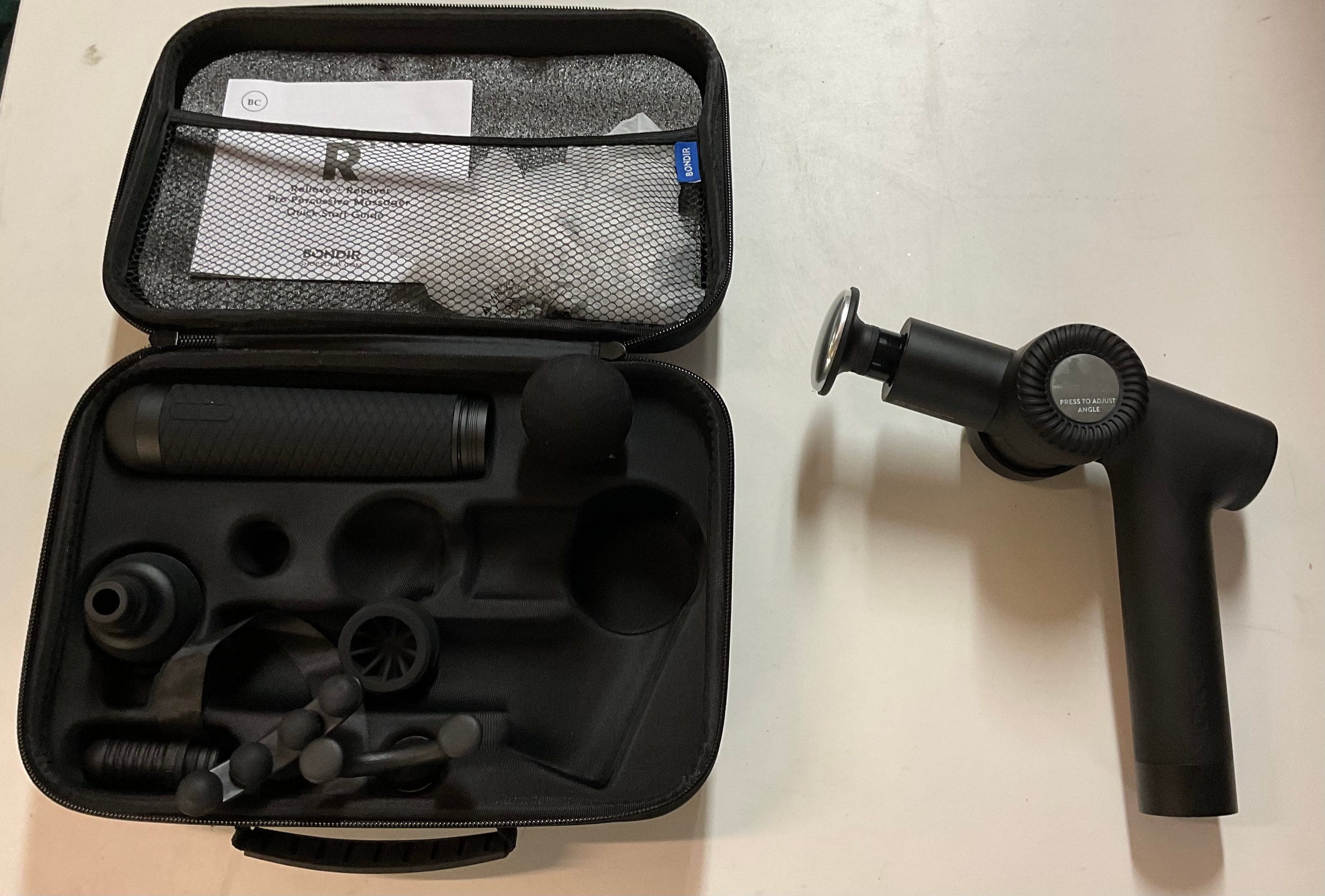 BONDIR R2 PRO RELIEV + RECOVER MASSAGE GUN, WITH CARRY CASE AND HEADS