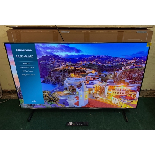 80 - BOXED HISENSE 55” 4K SMART ULED MINI LED TV WITH R/C AND STAND -55U6NQTUK