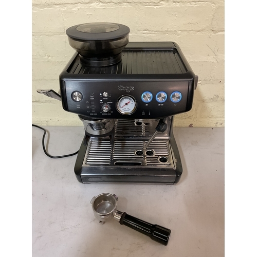 89 - SAGE THE BARISTA EXPRESS IMPRESS PUMP COFFEE MACHINE WITH PORTA FILTA AND ONE BASKET FILTER ONLY