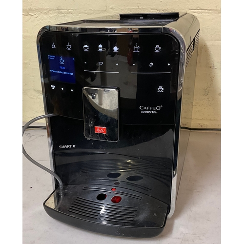 90 - MELITTA CAFFEO BARISTA SMART BEAN TO CUP COFFEE MACHINE - CHROME AND BLACK - NOTE POWERS UP, GRINDS ... 