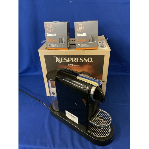 91 - BOXED NESPRESSO MAGIMIX CITZ AND MILK COFFEE POD MACHINE WITH DUALIT INTENSE COFFEE PODS