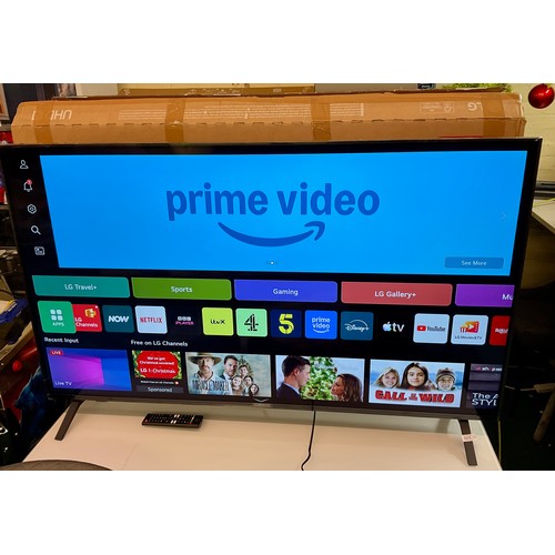 78 - BOXED LG 55” UHD AI SMART TV WITH TABLE TOP STAND AND RC