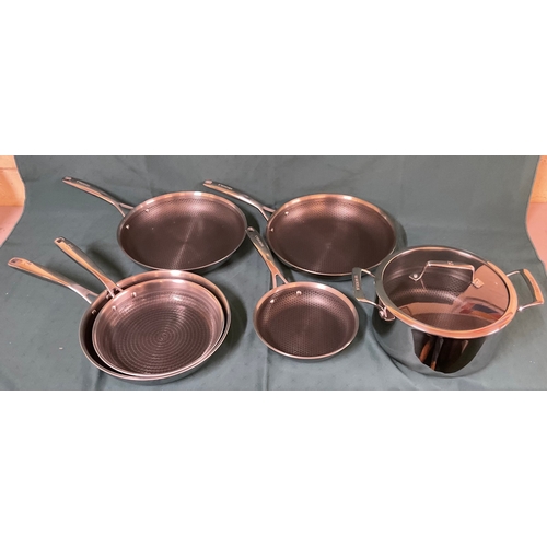 102 - HENCKELS X7 PIECE PARADIGM STAINLESS STEEL COOKWARE SET X6 PANS X1 LID