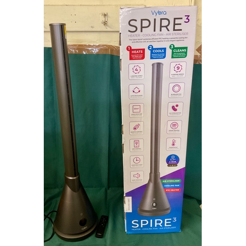 192 - BOXED VYBRA SPIRE 3 HEATER/COOLER AND AIR STERILISER OSCILLATING FAN IN BLACK WITH R/C