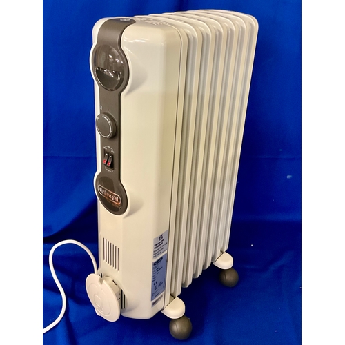 196 - DELONGHI RADIA S OIL FILLED RADIATOR WITH ADJUSTABLE TEMPERATURE DIAL IN WHITE