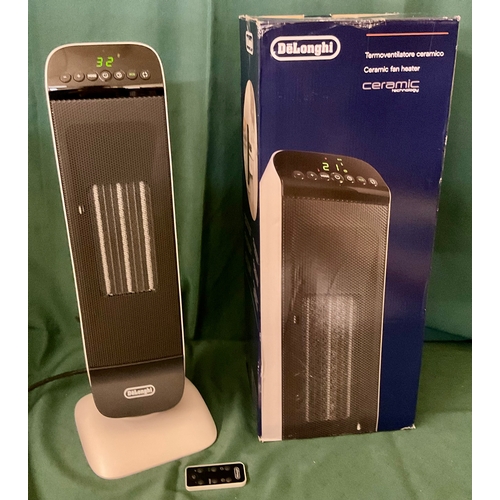 199 - BOXED DELONGHI CERAMIC FAN HEATER WITH R/C
