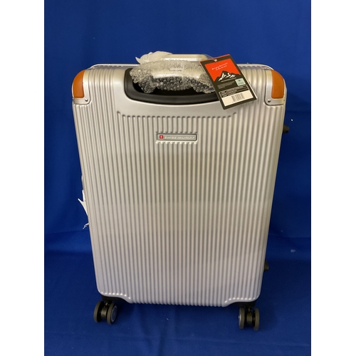 222 - SWISS MILITARY MEDIUM HARDSIDE SPINNER SUITCASE 24 INCH -  SILVER